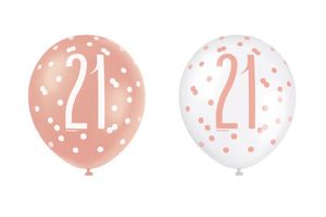 Ballonnen 21 Jaar Rosé Goud Glitz (6st)