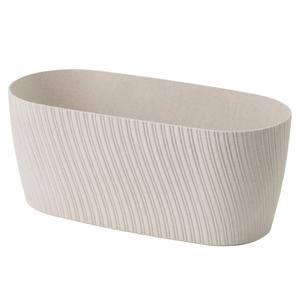 Form Plastic Plantenbak/bloembak Waves - kunststof - ivoor wit - D27 x B12 x H12 cm - ovaal