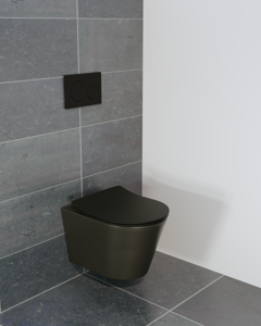 Luca Varess Spirello hangend toilet mat zwart open spoelrand met fino wc-bril