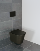 Luca Varess Spirello hangend toilet mat zwart open spoelrand met fino wc-bril, inclusief isolatieset
