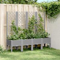 VidaXL Plantenbak met latwerk 160x40x142 cm polypropeen lichtgrijs