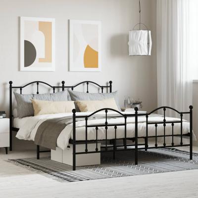 Bedframe met voetbord zonder matras metaal zwart 180x200 cm