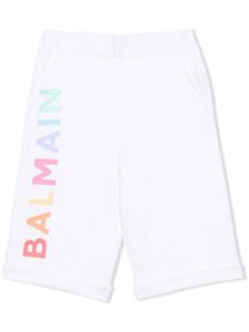 Balmain Kids short en jersey à logo imprimé - Blanc