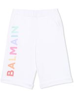 Balmain Kids short en jersey à logo imprimé - Blanc