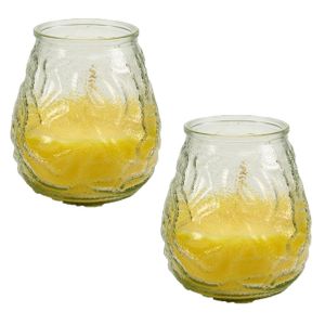 Geurkaars citronella - 2 x - in windlicht - glas - 10 cm - citrusgeur