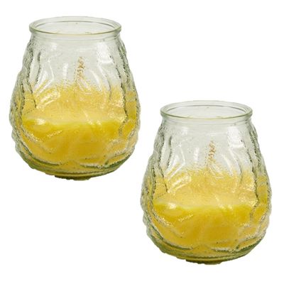 Geurkaars citronella - 2 x - in windlicht - glas - 10 cm - citrusgeur