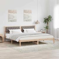 Bedframe met hoofdeinde Taupe 200 x 200 cm Massief grenenhout