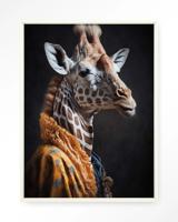 Urban Cotton Wandkleed 'Giraffe' 110 x 145cm in Floating Frame - off white