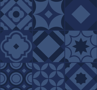 Klassieke tegels donkerblauw Behang keuken