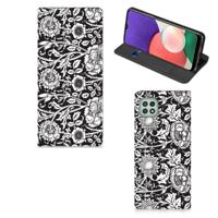 Samsung Galaxy A22 5G Smart Cover Black Flowers Samsung Galaxy A22 5G Smart Cover Black Flowers