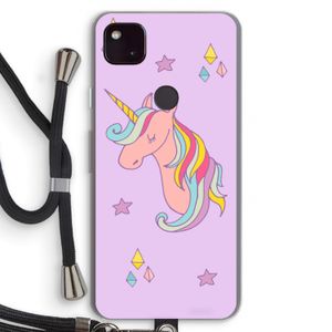 Roze eenhoorn: Pixel 4a 5G Transparant Hoesje met koord