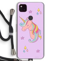 Roze eenhoorn: Pixel 4a 5G Transparant Hoesje met koord Roze eenhoorn: Pixel 4a 5G Transparant Hoesje met koord