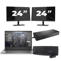 HP ZBook Firefly 15 G7 - Intel Core i7-10e Generatie - 15 inch - 16GB RAM - 256GB SSD - Windows 11 + 2x 24 inch Monitor