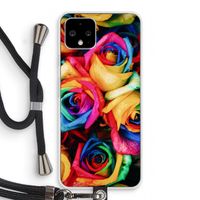 Neon bloemen: Pixel 4 Transparant Hoesje met koord