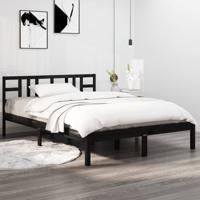 Bedframe massief hout zwart 140x190 cm