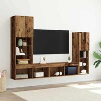 TV-kast 4 pcs Oud hout 40.5 x 30 x 102 cm Bewerkt hout