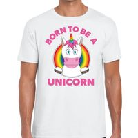 Born to be a unicorn gay pride t-shirt wit heren - thumbnail