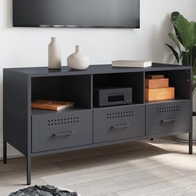 Tv-meubel 100,5x39x50,5 cm staal antracietkleurig