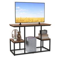 Rustieke TV-Standaard voor 50-Inch TV Opslag Rek met Open Opbergplanken Display met 2 Niveaus voor Woonkamer Slaapkamer Bruin