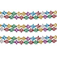 Disco glitter feestslinger - 3x - 270 x 15 cm - glanzend - folie slingers - versiering - glamour par