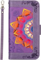 Samsung Galaxy S21 Plus hoesje - Bookcase - Koord - Pasjeshouder - Portemonnee - Mandalapatroon - Kunstleer - Paars - thumbnail