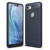Geborsteld textuur Carbon Fiber schokbestendig TPU Case voor Google pixel 3 XL (marineblauw)