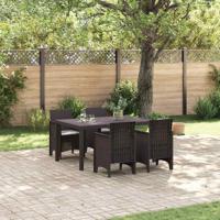 5-delige tuinset met kussens in het bruin van poly rattan