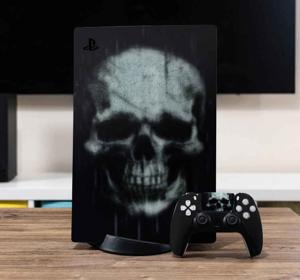 Grunge schedel PS5 sticker