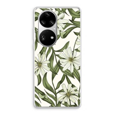 Wit bloemenpatroon: Huawei P50 Pro Transparant Hoesje