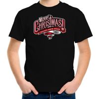 Merry Christmas Kerstshirt / Kerst t-shirt zwart voor kinderen