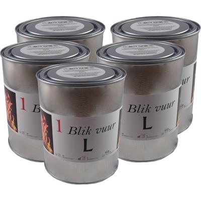 5x blik vuur tuinfakkel - 11 x 13 cm - 5-8 branduren - verlichting in blik - tuinkaars