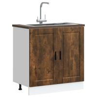 Spoelbakonderkast Porto 80x46x81,5cm bewerkt hout gerookt eiken