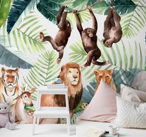 Kinder fotobehang Geschilderde jungle safari