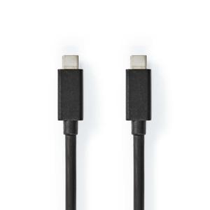 Nedis USB-Kabel | USB 3.2 Gen 2x2 | USB-C Male | USB-C Male | 100 W | 4K@60Hz | 20 Gbps | Vernikkeld | 1.00 m | Rond | PVC | Zwart | Doos -