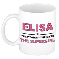 Naam cadeau mok/ beker Elisa The woman, The myth the supergirl 300 ml - Naam mokken - thumbnail
