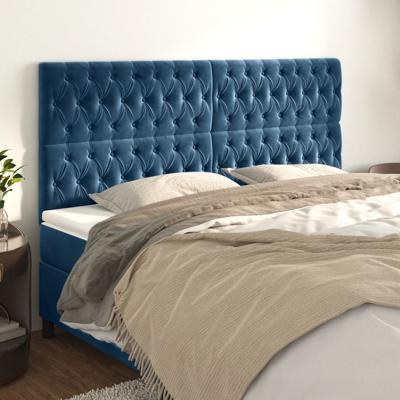 Hoofdborden 4 st 90x7x78/88 cm fluweel donkerblauw