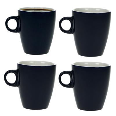 Cosy & trendy Koffiekopjes/bekers - 4x - donkerblauw - 190 ml - Keramiek - Glans finish