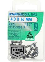 Spaanplaatschr. torx 4.0x16mm rvs 15st - Deltafix Spaanplaatschr. torx 4.0x16mm rvs 15st - Deltafix