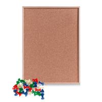 Prikbord van kurk - 80 x 60 cm - inclusief 40x gekleurde punt punaises - memobord - thuis - kantoor Prikbord van kurk - 80 x 60 cm - inclusief 40x gekleurde punt punaises - memobord - thuis - kantoor