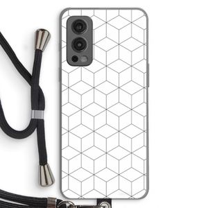 Zwart-witte kubussen: OnePlus Nord 2 5G Transparant Hoesje met koord
