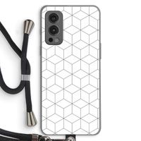 Zwart-witte kubussen: OnePlus Nord 2 5G Transparant Hoesje met koord