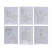 Kerst raamsjablonen 6x stuks - wit - Kerstmis raamversiering - om te vullen met spuitsneeuw