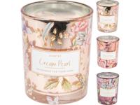 Geurkaars in glas met bloemen 10cm