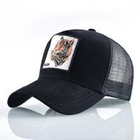 Katoenen geborduurde dierlijke Baseballcap (zwarte tijger)