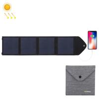 HAWEEL 14W ultradunne opvouwbare zonnepaneel lader met 5V/2.2 A USB-poort ondersteuning QC 3.0 en AFC (zwart)