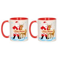 2x stuks kerst bekers Rudolph en Santa 300 ml - Bekers - thumbnail