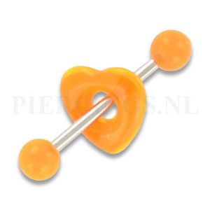 Tongpiercing acryl donut hart oranje