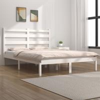 Bedframe massief grenenhout wit 200x200 cm