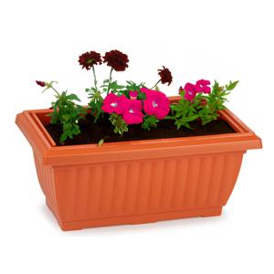 Plantenpot/bloempot Windsor - buiten/binnen - kunststof - terracotta - L33 x B18 x H15 cm   -