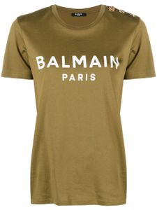 Balmain t-shirt en coton à logo imprimé - Vert